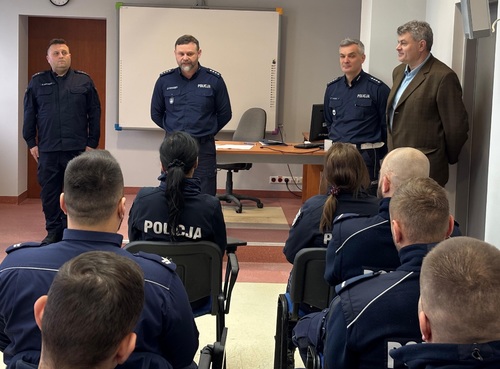 Spotkanie Komendanta z policjantami ruchu drogowego.